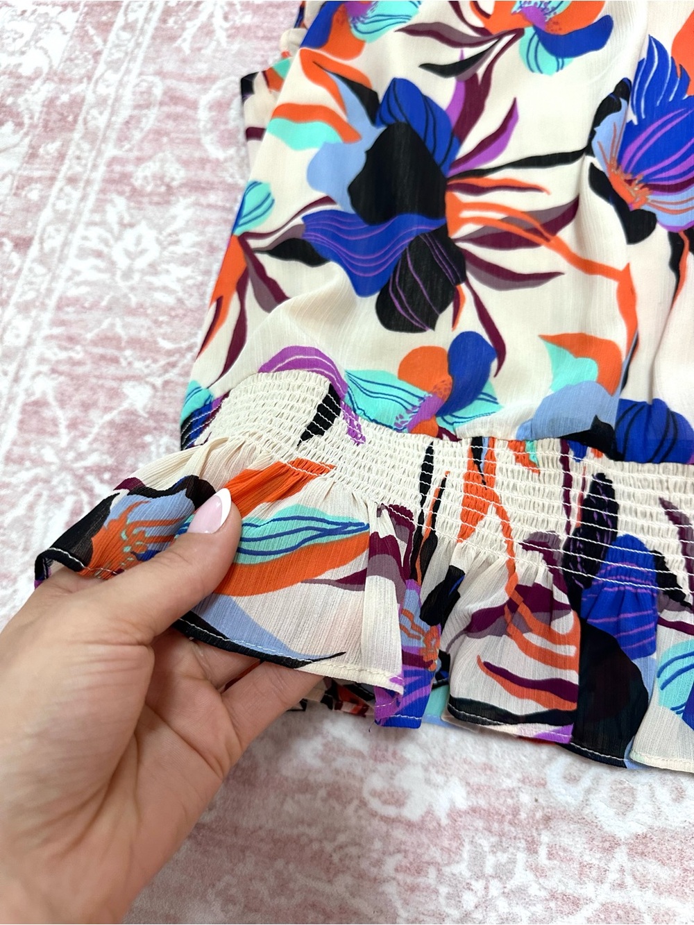 J CREW🪻Watercolor Chiffon Smocked Blouse - Picture 4 of 11